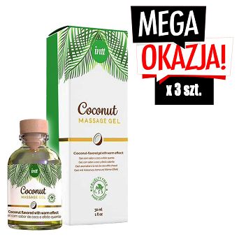 Żel do masażu i seksu oralnego. Massage Gel Coconut Vegan 30 ml. Zestaw 3 szt.