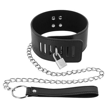 Regulowana obroża ze smyczą i kłódką Choker Padlock & Leash