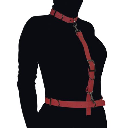 Uprząż BDSM. Obroża, pasek i łącznik. Pasek parciany. Regulowana