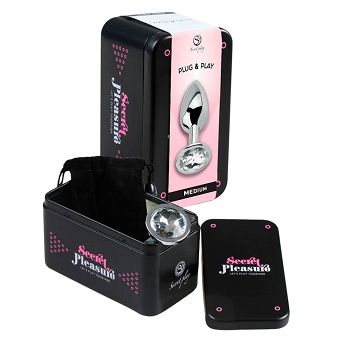 Wtyczka analna metalowa, ozdobny kryształek. Plug rozmiar M. Sex gadżet