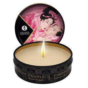Shunga CANDLE świeca do masażu, zapach róży. Nowe relaksacyjne doznania.