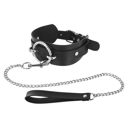 Obroża regulowana na szyję ze smyczą Choker Ring and Leash