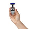 Metalowy korek analny L z niebieskim, ozdobnym kryształem. Plug, anus. - 5