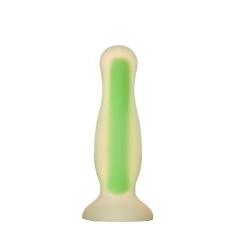 Silikonowy korek analny świecący w nocy na zielono. Gadżet erotyczny dla kobiet i mężczyzn.