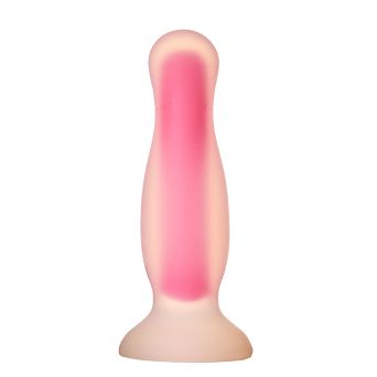 Wtyczka analna z silikonu świecąca na fioletowo. Gadżet erotyczny dla kobiet i mężczyzn.
